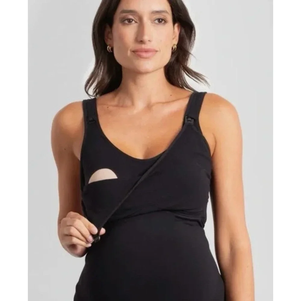 NEW Seraphine All In One Nursing Jumpsuit Black Stretch Womens Size L